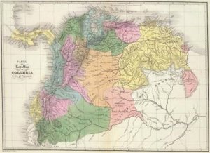 'Carta de la República de (la Gran) Colombia dividida en 12 departamentos en 1824' _Atlas físico y político de la República de Venezuela_, 1840